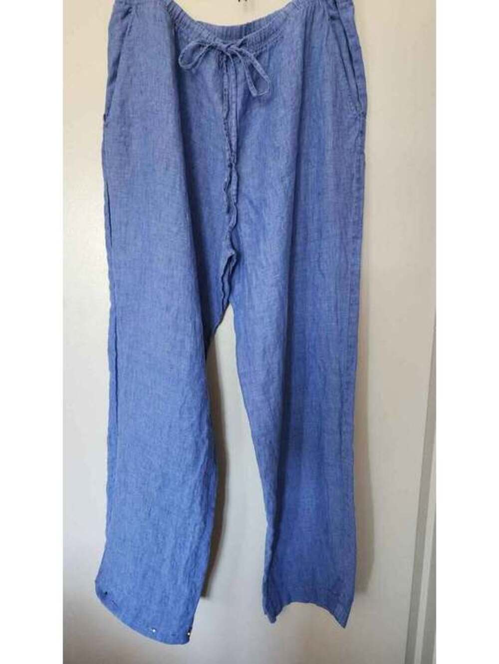Linen Karen Kane Drawstring Wide Leg Pants Size XL.  Pinned for Hem.